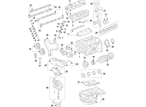 1995 Toyota Avalon Engine Parts, Mounts, Cylinder Head & Valves, Camshaft & Timing, Oil Pan, Oil Pump, Crankshaft & Bearings, Pistons, Rings & Bearings Pump Assembly, Oil Diagram for 15100-20020