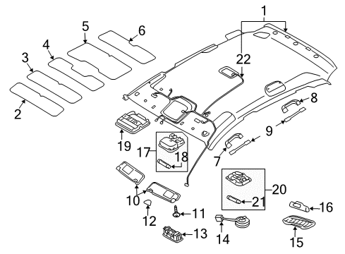 2010 Hyundai Tucson Interior Trim - Roof Overhead Console Lamp Assembly Diagram for 92800-2S000-OM