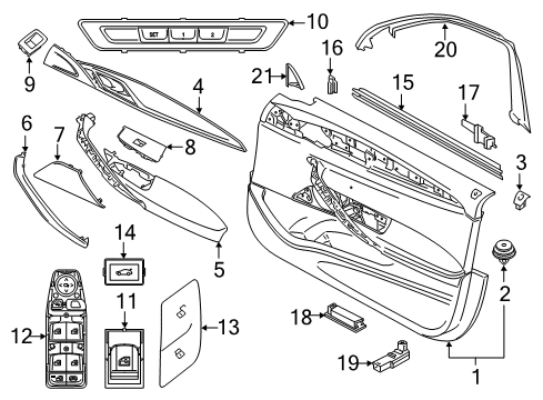 2020 BMW M5 Front Door Button, Central Locking System, Right Diagram for 61319860546