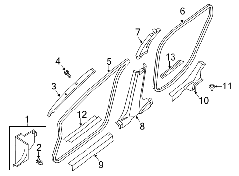 2013 Nissan Altima Interior Trim - Pillars, Rocker & Floor Garnish Assy-Front Pillar, LH Diagram for 76912-3TA0A