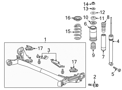 2017 Honda HR-V Rear Suspension Beam Assembly, Rear Axle Diagram for 42100-T7W-A10