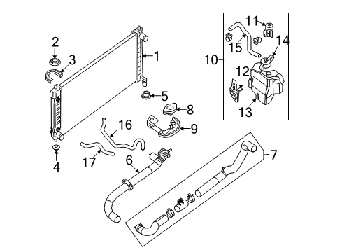 2009 Nissan Maxima Radiator & Components Mounting Rubber-Radiator, Lower Diagram for 21507-JA000