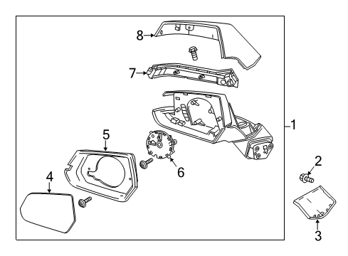 2016 Cadillac ELR Mirrors Mirror Glass Diagram for 23174687