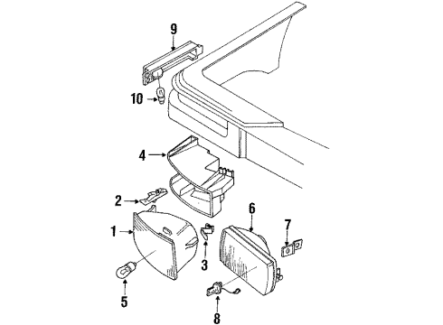 1986 Merkur XR4Ti Fog Lamps, Side Marker & Signal Lamps Fog Lamp Bulb Diagram for E5RY13466E