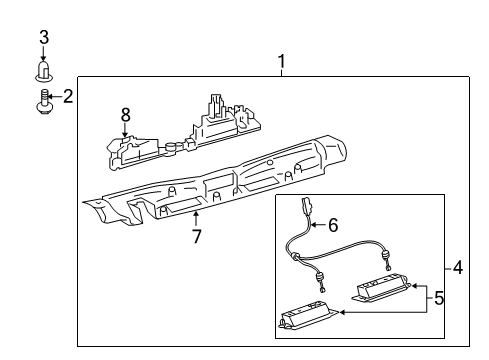 2015 Lexus LX570 License Lamps Retainer Sub-Assy, Back Door Garnish Diagram for 76809-60040