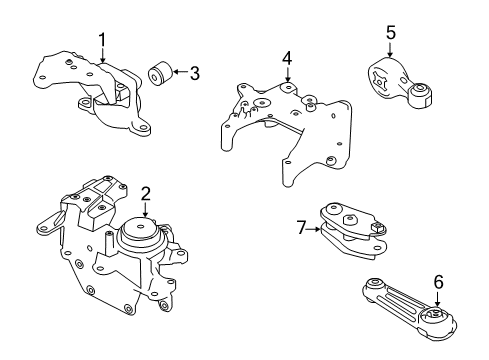 2014 Nissan Rogue Engine & Trans Mounting Rear Engine Mount Bracket Right Diagram for 11332-4BA1A