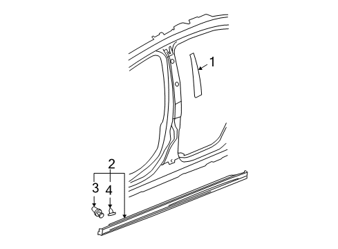 2005 Chevrolet Malibu Exterior Trim - Pillars, Rocker & Floor Rocker Molding Diagram for 15880633