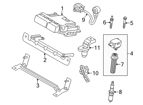 2013 Ford Explorer Ignition System Lower Bracket Diagram for BB5Z-12A659-C