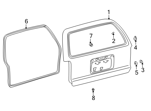 1998 Toyota 4Runner Gate & Hardware Gate Shell Stopper Diagram for 67281-35010