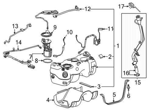 2022 Chevrolet Trailblazer Fuel System Components Filler Pipe Diagram for 60004623