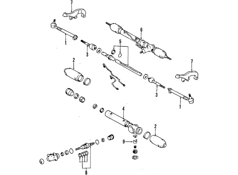 1996 Toyota Tacoma P/S Pump & Hoses, Steering Gear & Linkage Power Steering Gear Assembly(For Rack & Pinion) Diagram for 44250-35010