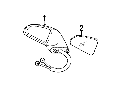 1996 Pontiac Bonneville Outside Mirrors Mirror-Outside Rear View (Reflector Glass & Tape) RH Diagram for 12535332