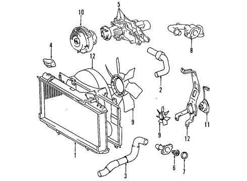 1996 Toyota Supra Cooling System, Radiator, Water Pump, Cooling Fan Fan Motor Diagram for 16363-46060