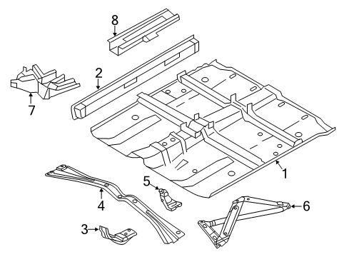 2013 Nissan Murano Pillars, Rocker & Floor - Floor & Rails Sill-Inner, RH Diagram for 76450-1GR0A