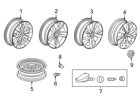 2020 Honda Odyssey Wheels Cap Assembly Diagram for 44732-T7W-A01