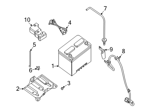 2009 Nissan Altima Battery Bracket-Battery Mounting Diagram for 64866-JA700