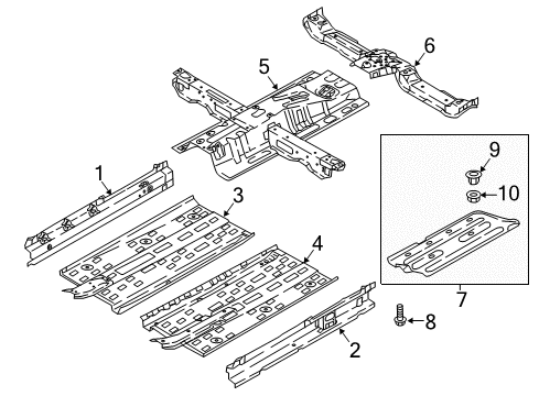 2022 Hyundai Accent Floor & Sill Panel Assembly-Center Floor Diagram for 65110H9000