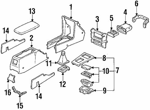 1987 Acura Legend Console Console Assembly, Front (Graphite Black) Diagram for 77290-SG0-A01ZG