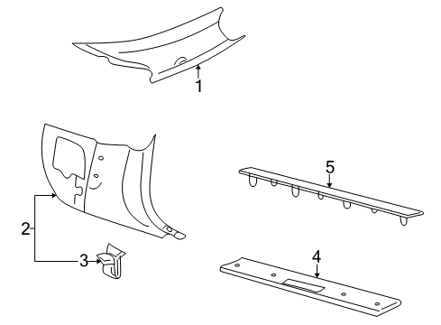 2002 Ford Thunderbird Interior Trim - Pillars, Rocker & Floor Windshield Pillar Trim Diagram for 1W6Z-7603599-AAA