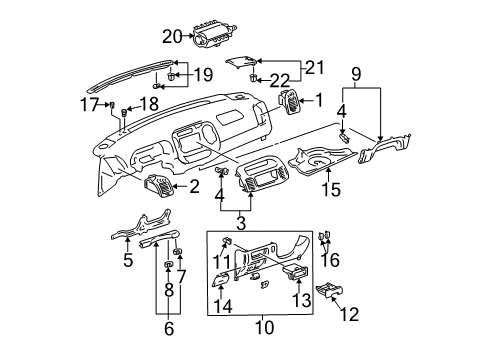 2004 Toyota Camry Cluster & Switches, Instrument Panel Insert Diagram for 55406-06010