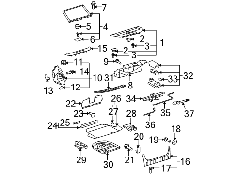 2009 Lexus ES350 Interior Trim - Rear Body Clamp, Package Tray Trim Diagram for 64323-33040