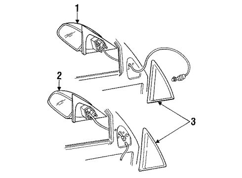 1996 Oldsmobile Achieva Outside Mirrors Mirror Asm-Outside Rear View Diagram for 22658101