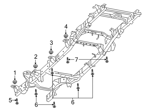 2020 Ram 3500 Frame & Components Body Hold Down Diagram for 68349244AD