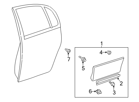 2001 Lexus GS430 Exterior Trim - Rear Door Moulding Sub-Assy, Rear Door, Outside LH Diagram for 75076-30061-A1