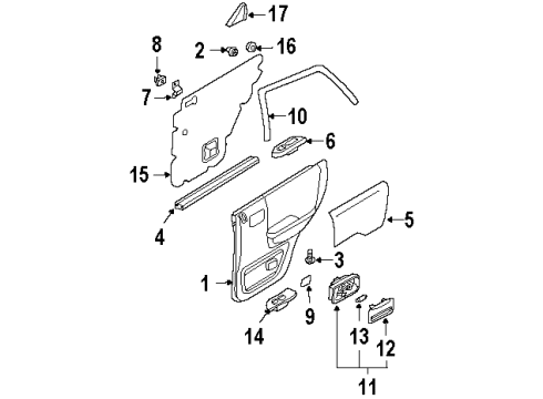 1998 Isuzu Rodeo Rear Door Sealwaist, L. RR. Door (Inner) Diagram for 8-97124-811-1