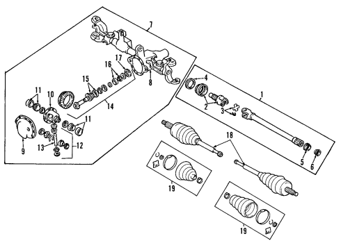 2000 Jeep Grand Cherokee Front Axle, Axle Shafts & Joints, Differential, Drive Axles, Propeller Shaft Case Kit-Differential Diagram for 5012519AB