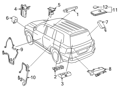 2013 Toyota Land Cruiser Keyless Entry Components Control Module Diagram for 89990-60166