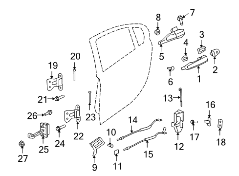 2008 Pontiac G8 Rear Door - Lock & Hardware Handle, Rear Side Door Inside Diagram for 92173772