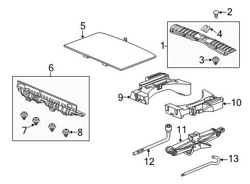 2016 Acura RDX Rear Body Interior Trim, Jack & Components Jack, Pantograph Diagram for 89310-SJK-013