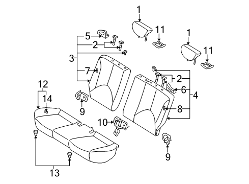 2006 Kia Rio Rear Seat Headrest Assembly-Rear Side Diagram for 897001G000281