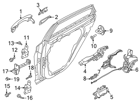 2021 Hyundai Sonata Front Door Checker Assembly-Rear Door, LH Diagram for 77980-L1000