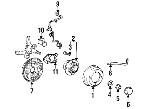 1995 Hyundai Accent Rear Brakes Clip Diagram for 95688-36000