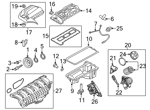 2017 BMW 640i xDrive Gran Coupe Engine Parts, Mounts, Cylinder Head & Valves, Camshaft & Timing, Variable Valve Timing, Oil Pan, Oil Pump, Balance Shafts, Crankshaft & Bearings, Pistons, Rings & Bearings Bump Stop Diagram for 11127614138