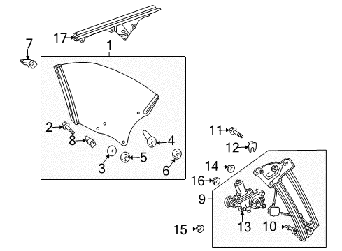 2006 Toyota Solara Quarter Window Regulator Diagram for 69803-06050