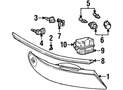 1998 Lincoln Mark VIII Bulbs Headlamp Assembly Retainer Diagram for F7LY-13N020-AB