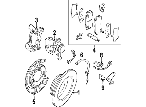 1999 Isuzu Rodeo Rear Brakes Plate, Left Rear Brake Diagram for 8-97113-217-1