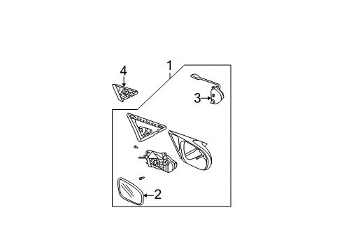 2003 Honda Civic Outside Mirrors Mirror Assembly, Passenger Side Door (R.C.) Diagram for 76200-S5P-A11