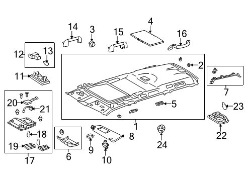 2010 Lexus GX460 Bulbs Holder, Visor Diagram for 74348-33040-A6