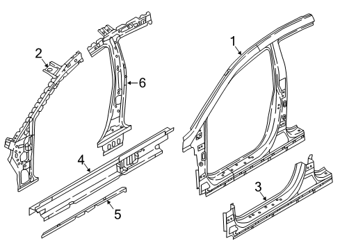 2019 Hyundai Sonata Hinge Pillar, Rocker Panel Assembly-Side Sill Inner, LH Diagram for 65170-C1000