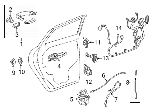 2021 Chevrolet Equinox Rear Door Lock Rod Diagram for 84178781