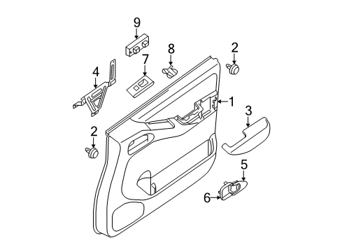 2011 Nissan Frontier Front Door Front Door Armrest, Right Diagram for 80940-ZP10D