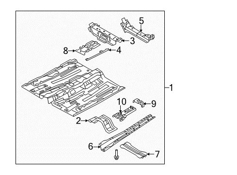 2016 Ford Fiesta Pillars, Rocker & Floor - Floor & Rails Cable Guide Diagram for 2S6Z-2A697-A