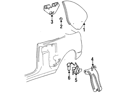 1998 Toyota Celica Quarter Window Regulator Diagram for 69830-0W011