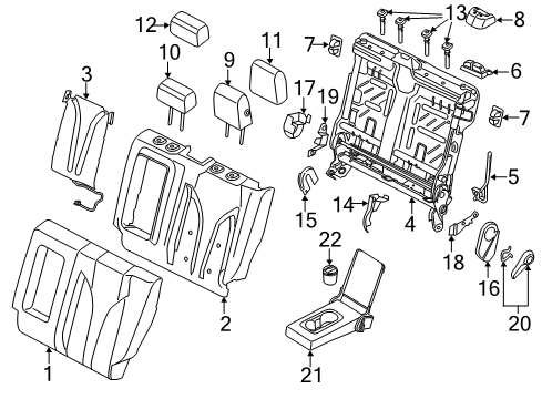 2015 Lincoln MKC Rear Seat Components Armrest Assembly Diagram for EJ7Z-7867112-CA