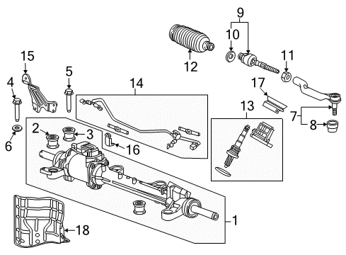 2013 Honda Crosstour Steering Column & Wheel, Steering Gear & Linkage End Complete, Tie Rod Diagram for 53560-TP6-A02