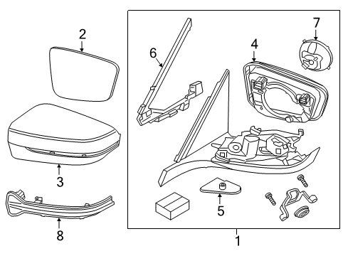 2017 BMW M760i xDrive Outside Mirrors Mirror Glas, Convex, Right Diagram for 51167407168